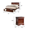 California King Bedroom Set, Cherry Brown, Bronze Wood, 3 Piece Set with 2 Nightstands