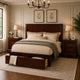 California King Bedroom Set, Cherry Brown, Bronze Wood, 3 Piece Set with 2 Nightstands