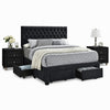 King Bedroom Set, Black Wood, 3 Piece Set with 2 Nightstands