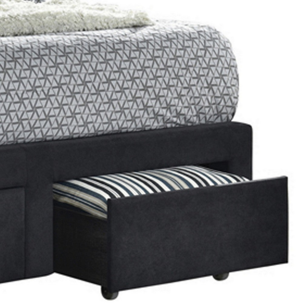 King Bedroom Set, Black Wood, 3 Piece Set with 2 Nightstands
