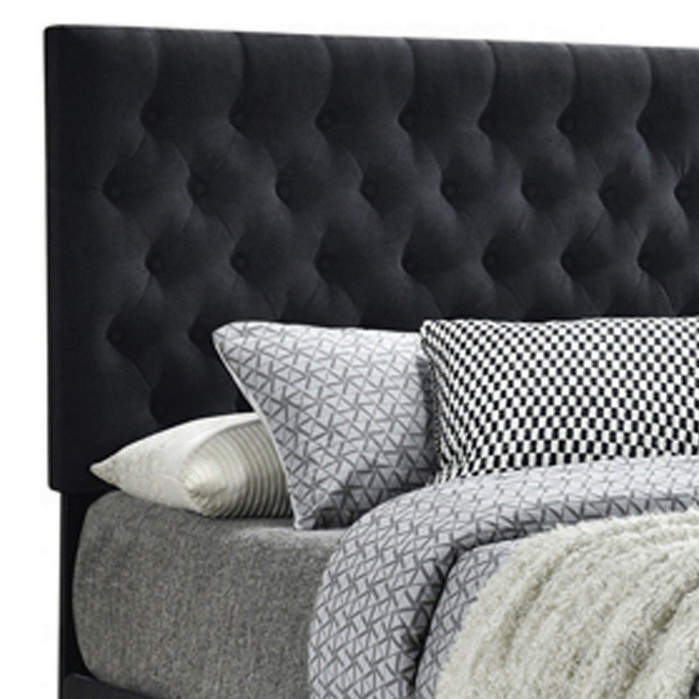 King Bedroom Set, Black Wood, 3 Piece Set with 2 Nightstands