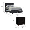 King Bedroom Set, Black Wood, 3 Piece Set with 2 Nightstands