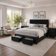 King Bedroom Set, Black Wood, 3 Piece Set with 2 Nightstands