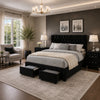 King Bedroom Set, Black Wood, 3 Piece Set with 2 Nightstands