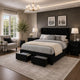 King Bedroom Set, Black Wood, 3 Piece Set with 2 Nightstands