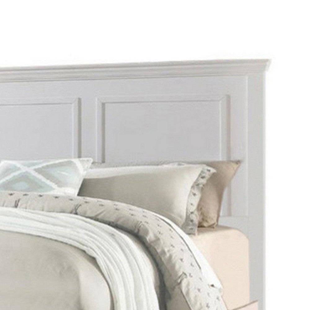 King Bedroom Set, White Wood, 3 Piece Set with 2 Nightstands