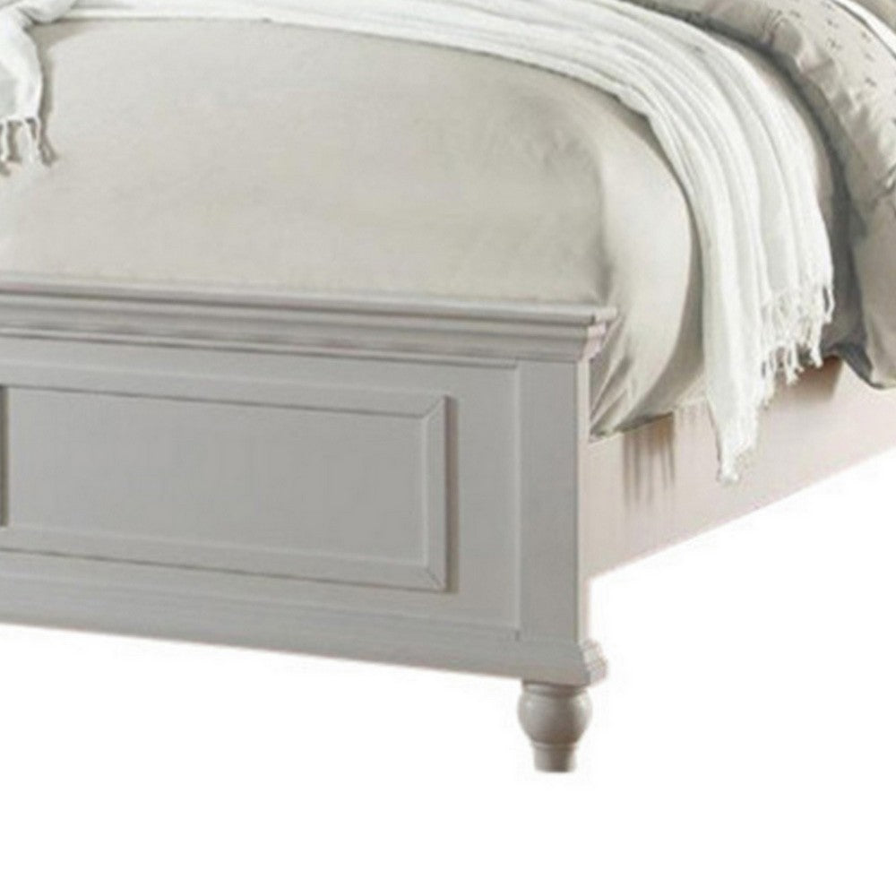 King Bedroom Set, White Wood, 3 Piece Set with 2 Nightstands