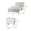King Bedroom Set, White Wood, 3 Piece Set with 2 Nightstands