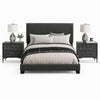 King Bedroom Set, Espresso Brown, Silver, Black Wood, 3 Piece Set with 2 Nightstands