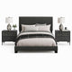 King Bedroom Set, Espresso Brown, Silver, Black Wood, 3 Piece Set with 2 Nightstands