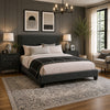 King Bedroom Set, Espresso Brown, Silver, Black Wood, 3 Piece Set with 2 Nightstands
