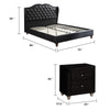 King Bedroom Set, Black Wood, 3 Piece Set with 2 Nightstands