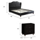 King Bedroom Set, Black Wood, 3 Piece Set with 2 Nightstands