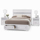 King Bedroom Set, White Wood, 3 Piece Set with 2 Nightstands