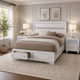 King Bedroom Set, White Wood, 3 Piece Set with 2 Nightstands