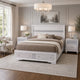 King Bedroom Set, White Wood, 3 Piece Set with 2 Nightstands