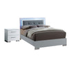 Queen Bedroom Set in White & Black Wood – 2 Piece Set with Nightstand