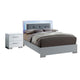 Queen Bedroom Set in White & Black Wood – 2 Piece Set with Nightstand