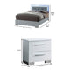 Queen Bedroom Set in White & Black Wood – 2 Piece Set with Nightstand