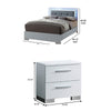 Queen Bedroom Set in White & Black Wood – 3 Piece Set with 2 Nightstands