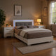 Queen Bedroom Set in White & Black Wood – 3 Piece Set with 2 Nightstands