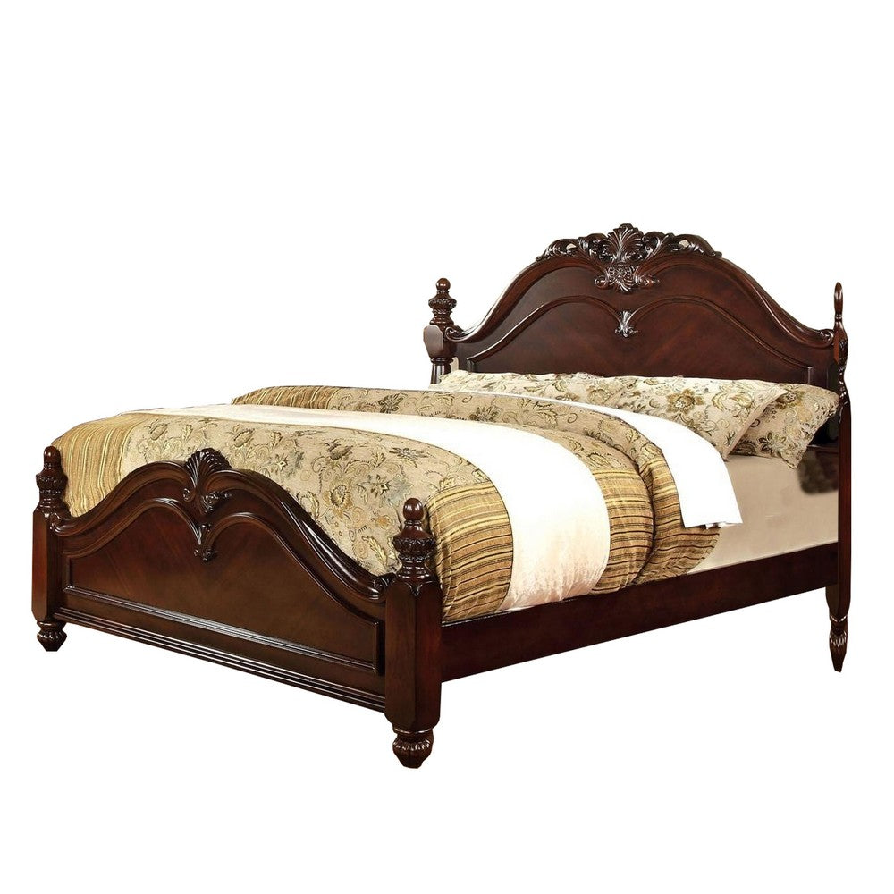 Queen Bedroom Set, Brown Wood, 2 Piece Set with Nightstand