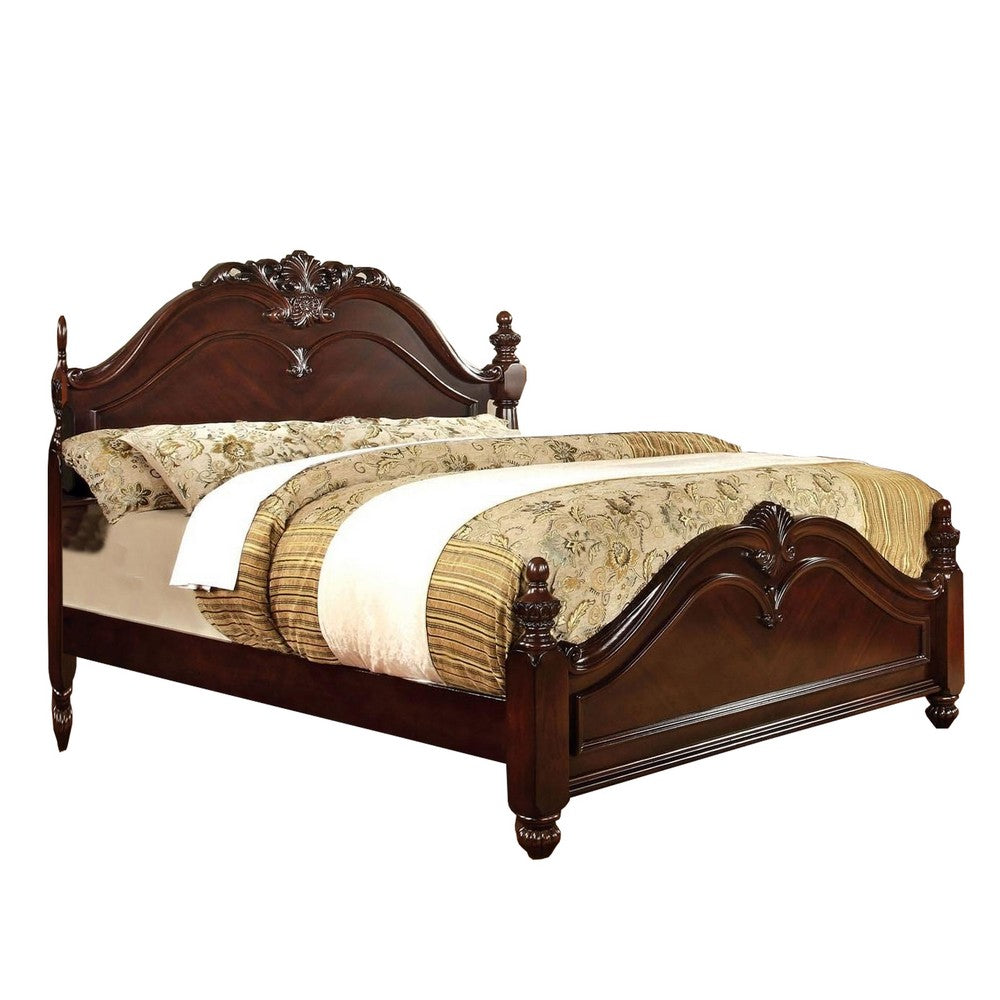 Queen Bedroom Set, Brown Wood, 2 Piece Set with Nightstand