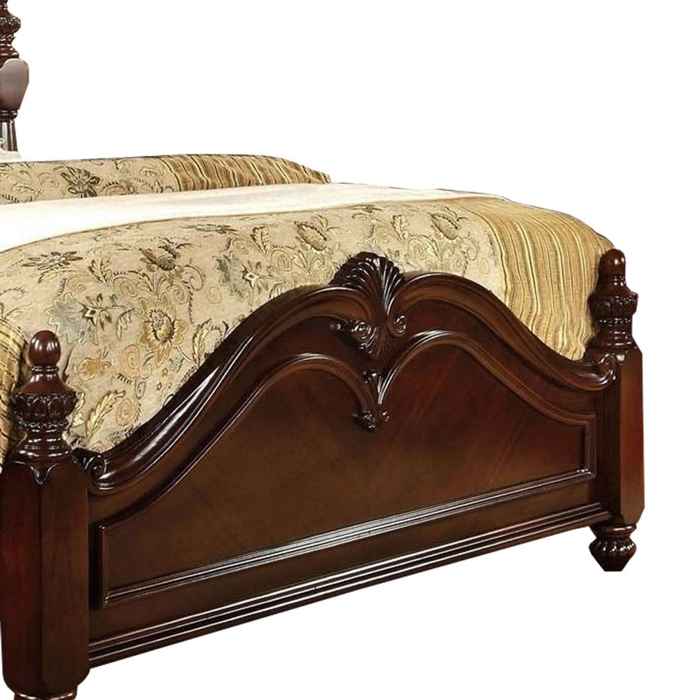 Queen Bedroom Set, Brown Wood, 3 Piece Set with 2 Nightstands