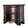 Queen Bedroom Set in Brown Cherry & Gold Wood – 2 Piece Set with Nightstand