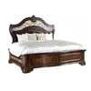 Queen Bedroom Set in Brown Cherry & Gold Wood – 2 Piece Set with Nightstand
