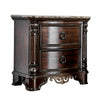 Queen Bedroom Set in Brown Cherry & Gold Wood – 2 Piece Set with Nightstand