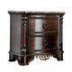 Queen Bedroom Set in Brown Cherry & Gold Wood – 2 Piece Set with Nightstand