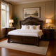 Queen Bedroom Set in Brown Cherry & Gold Wood – 2 Piece Set with Nightstand