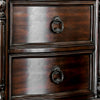Queen Bedroom Set in Brown Cherry & Gold Wood – 3 Piece Set with 2 Nightstands