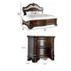 Queen Bedroom Set in Brown Cherry & Gold Wood – 3 Piece Set with 2 Nightstands