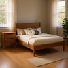Queen Bedroom Set in Oak Brown Wood – 2 Piece Set with Nightstand