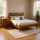 Queen Bedroom Set in Oak Brown Wood – 2 Piece Set with Nightstand