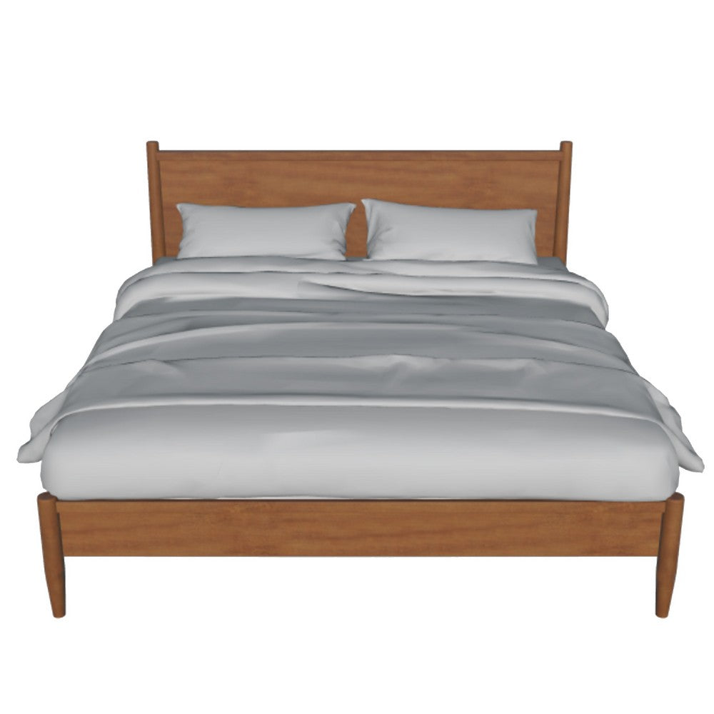 Queen Bedroom Set in Oak Brown Wood – 3 Piece Set with 2 Nightstands