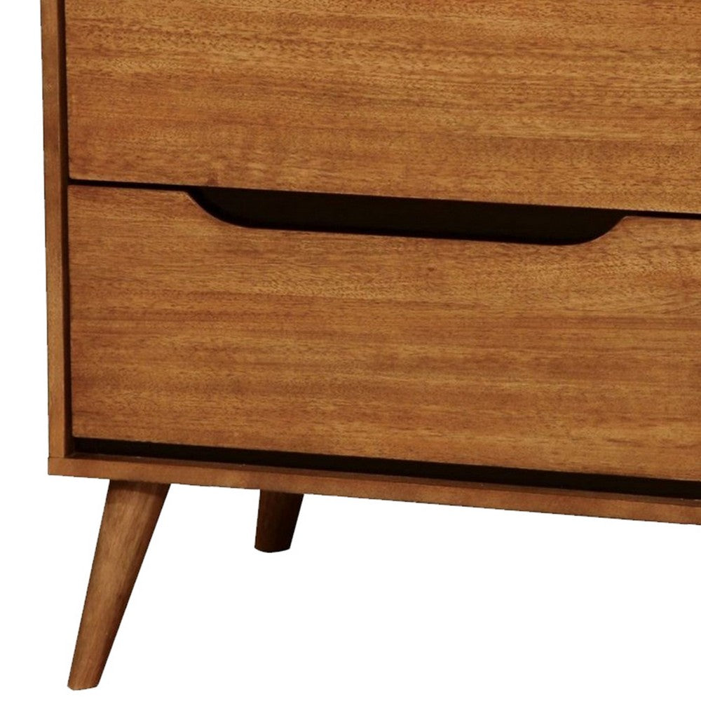 Queen Bedroom Set in Oak Brown Wood – 3 Piece Set with 2 Nightstands