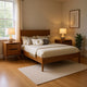 Queen Bedroom Set in Oak Brown Wood – 3 Piece Set with 2 Nightstands