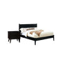 Queen Bedroom Set, Black Wood, 2 Piece Set with Nightstand