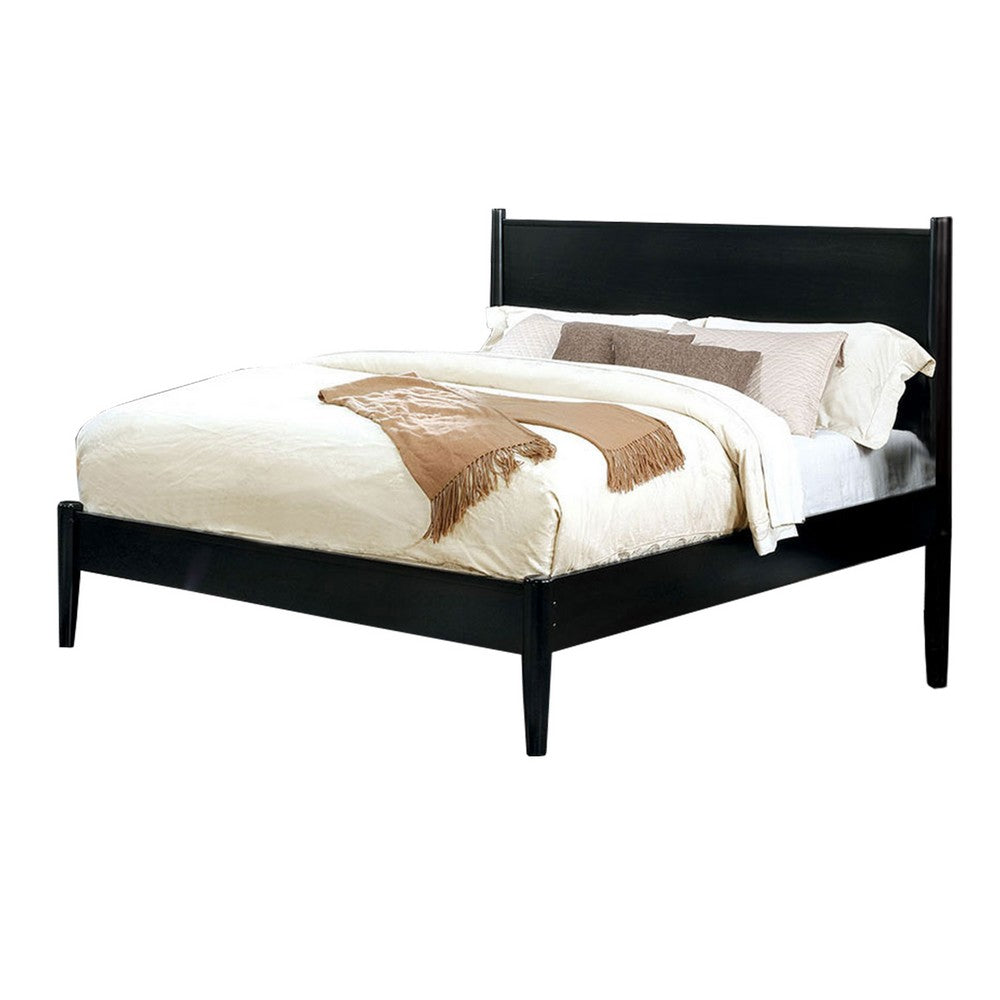 Queen Bedroom Set, Black Wood, 2 Piece Set with Nightstand
