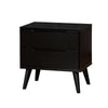 Queen Bedroom Set, Black Wood, 2 Piece Set with Nightstand