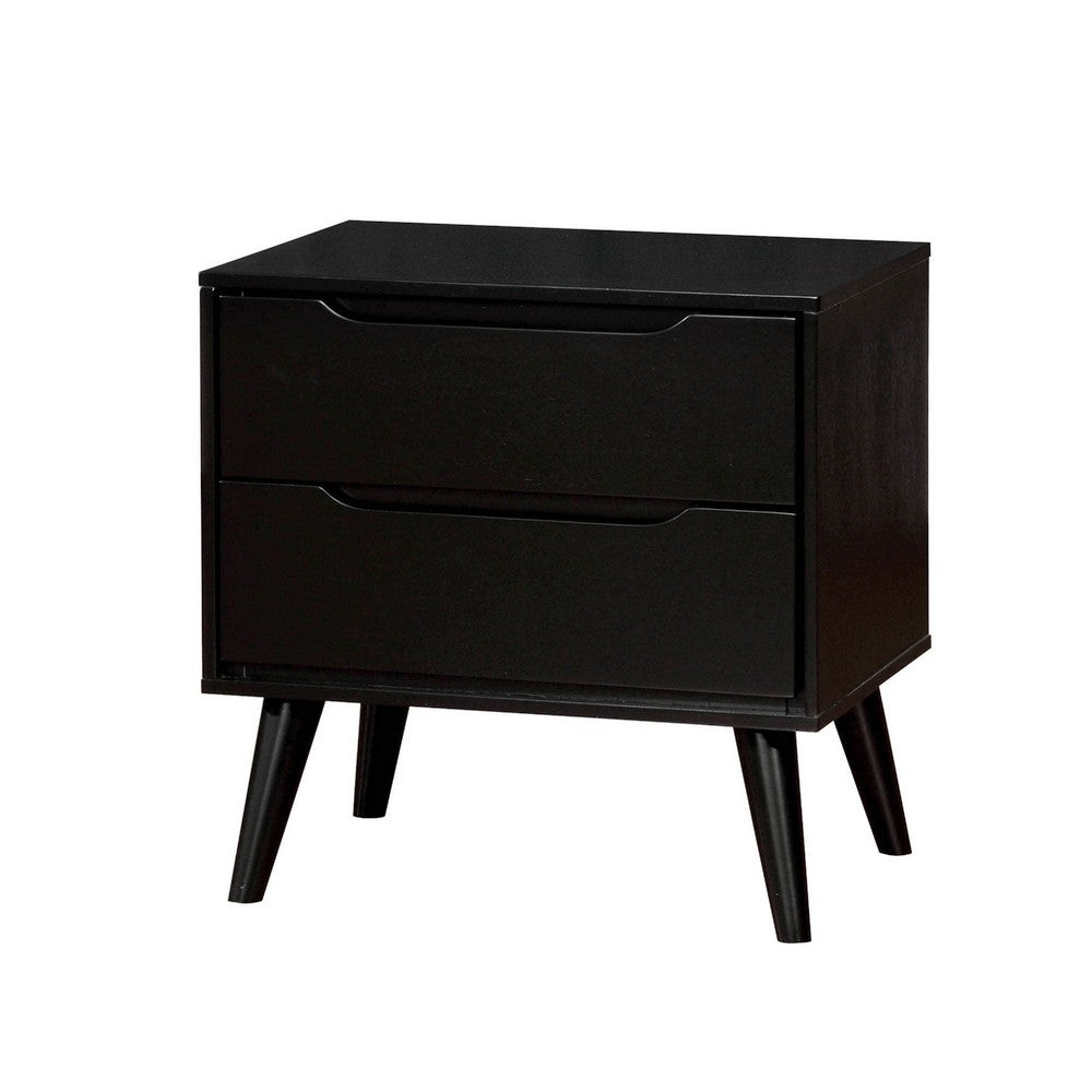 Queen Bedroom Set, Black Wood, 3 Piece Set with 2 Nightstands