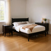 Queen Bedroom Set, Black Wood, 3 Piece Set with 2 Nightstands