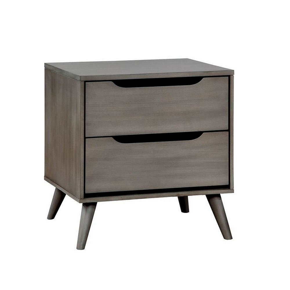 Queen Bedroom Set in Gray Wood – 2 Piece Set with Nightstand