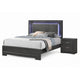 Queen Bedroom Set, Dark Gray, Metallic Gray Wood, 2 Piece Set with Nightstand