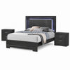 Queen Bedroom Set, Dark Gray, Metallic Gray Wood, 3 Piece Set with 2 Nightstands
