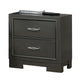 Queen Bedroom Set, Dark Gray, Metallic Gray Wood, 3 Piece Set with 2 Nightstands