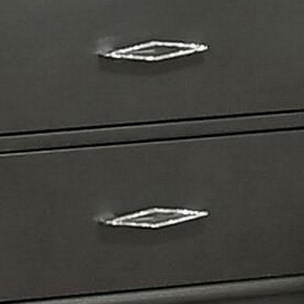 Queen Bedroom Set, Dark Gray, Metallic Gray Wood, 3 Piece Set with 2 Nightstands